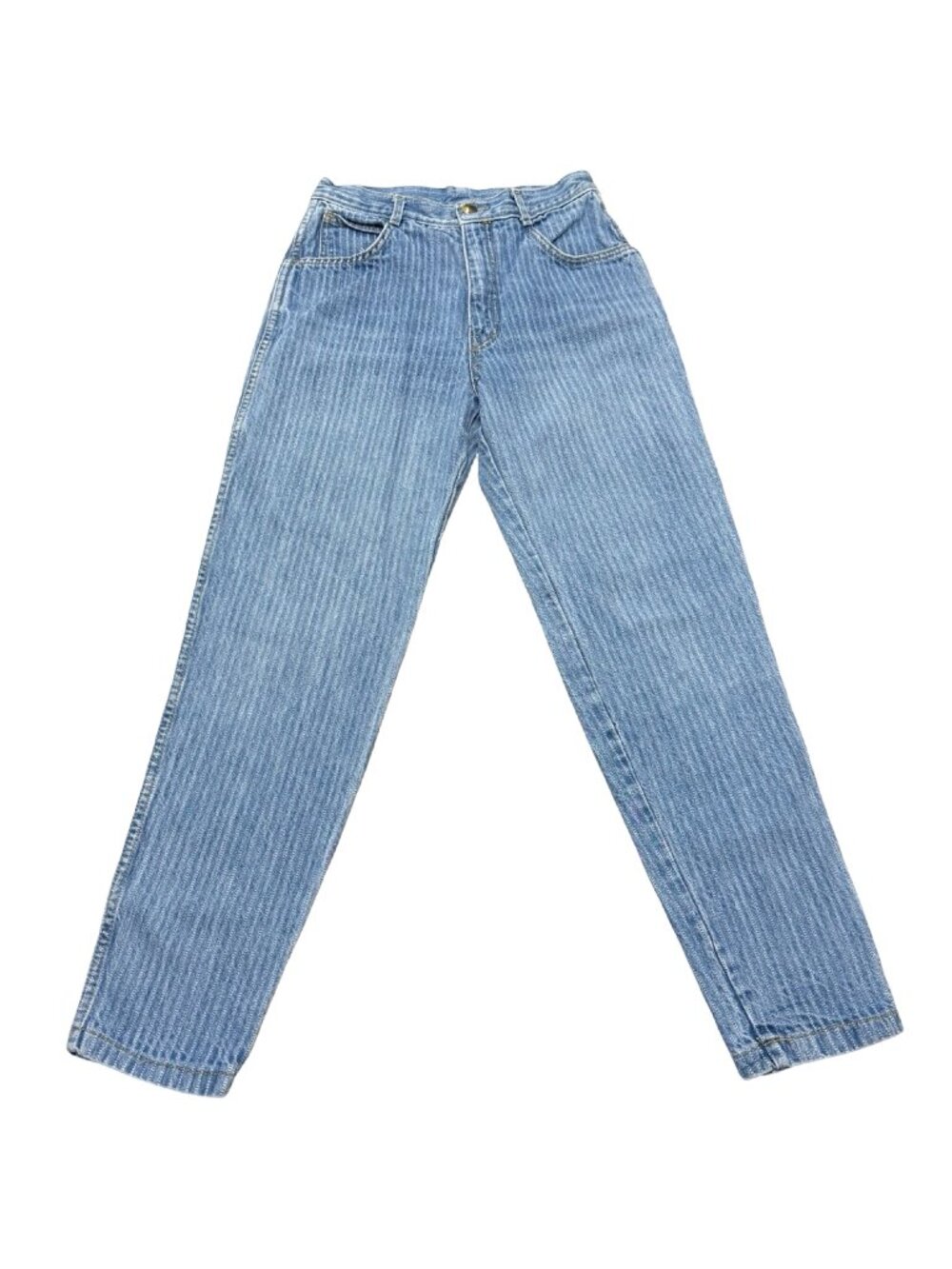 Vintage 1990s Nornor Striped Denim Jeans Blue High Rise Tapered Mom Jeans Women
